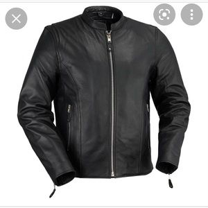 First MFG men’s East café leather motorcycle jacket